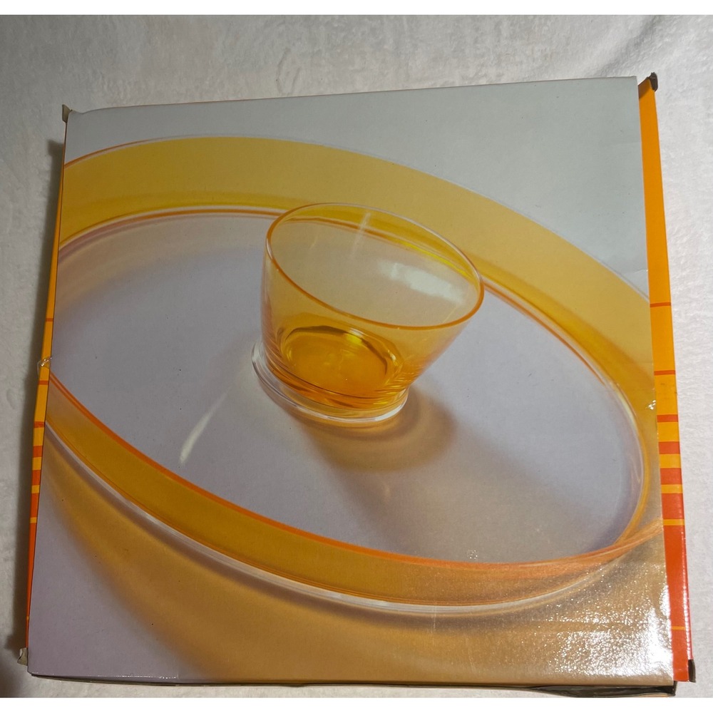 Liquid Color Chip and Dip Set Yellow Translucent Acrylic Serving Platter Bowl